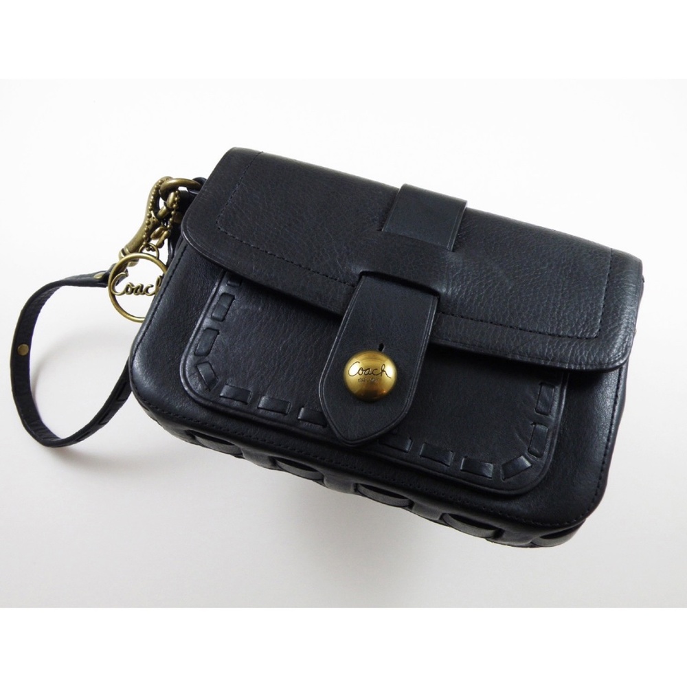 ❤️NEW COACH LEGACY THOMPSON BLACK LEATHER LARGE WRISTLET BAG 65TH ANNIVERSARY❤️